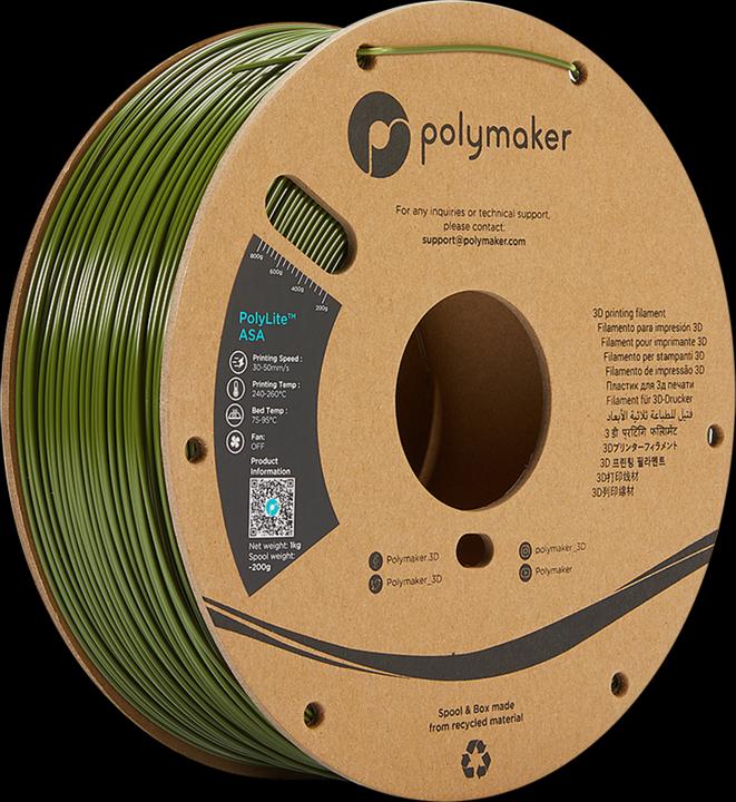 Actual product image Polymaker PolyLite ASA (ASA, 1.75 mm, 1000 g, Green)