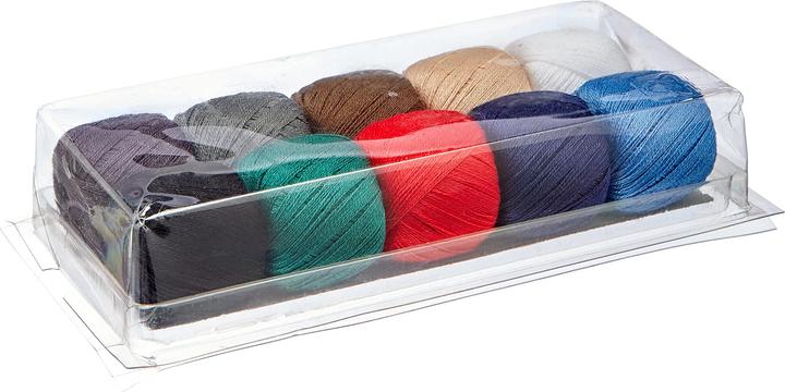 Actual product image ZKH Clear pack with cotton darning yarn, 10 balls of 20 m each, assorted colours