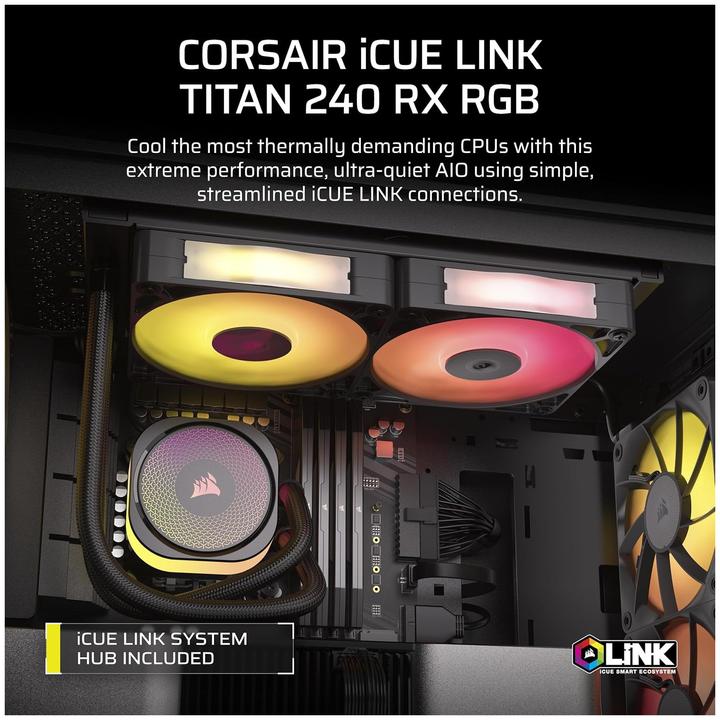 Image du produit Corsair iCUE LINK TITAN 240 RX RGB AIO, Radiateur 240mm, Refroidisseur CPU liquide