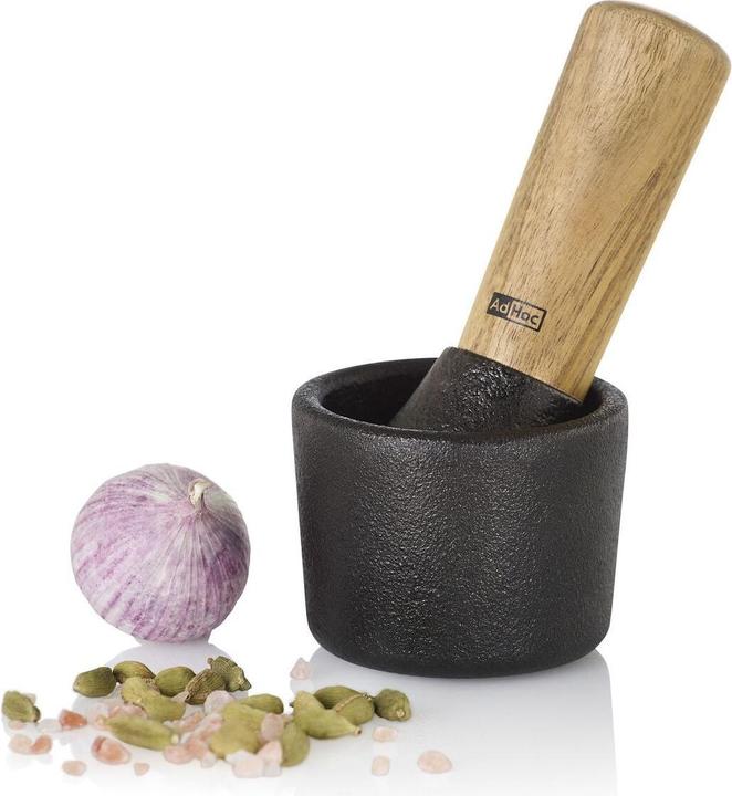 Image du produit AdHoc Mortier Camo.7, fonte/bois d'acacia, D : 6,5 cm, H : 5 cm, pilon D : 4,2 cm, H : 12,8 cm