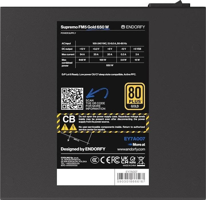 Immagine prodotto Endorfy Zasilacz Supremo FM5 Gold 650W (EY7A007) (650 W)
