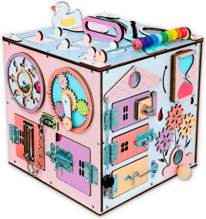 Produktbild Activity Board Sensorisches spielzeug, Motorikcenter, Activity würfel Busycube, Montessori Spielzeug - Rosa