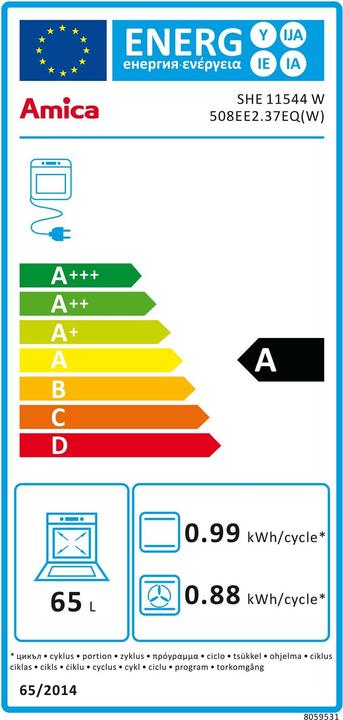 Label énergétique Amica Cuisinière électrique
