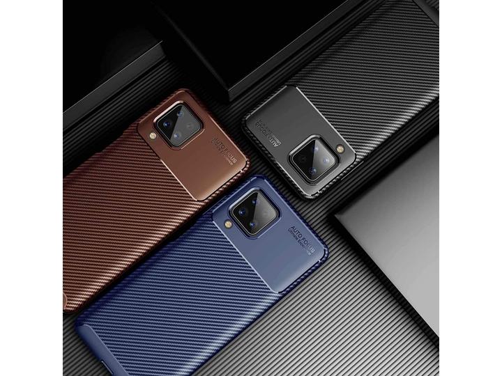Actual product image Screenguard Samsung Galaxy A12 Cover Carbon Design TPU Case (Samsung Galaxy A12)