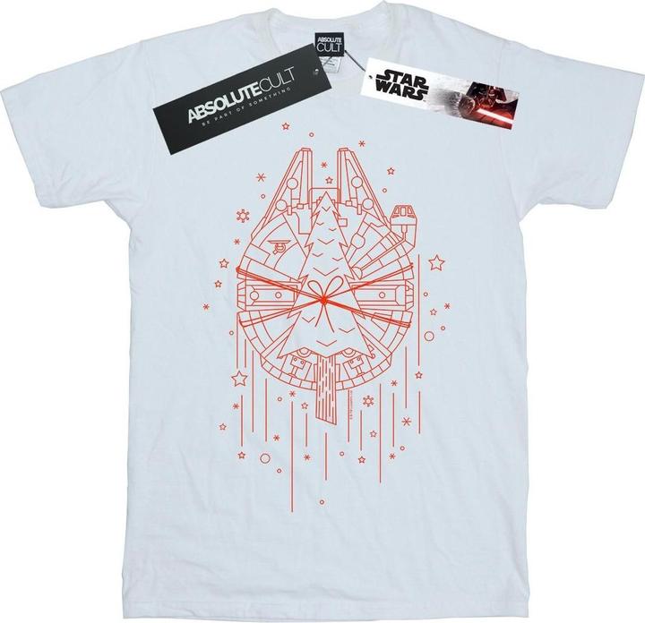 Actual product image Star Wars Mens Millennium Falcon Christmas Tree Delivery T-Shirt (3XL)