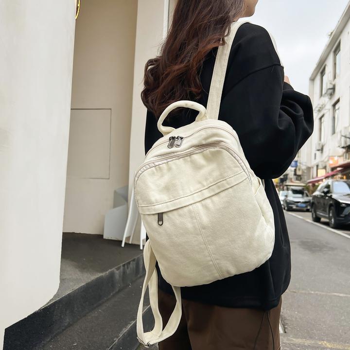 Image du produit Only-Bags.Store Sac à dos décontracté, adapté aux lycéens et aux étudiants, sac à dos en toile de couleur unie