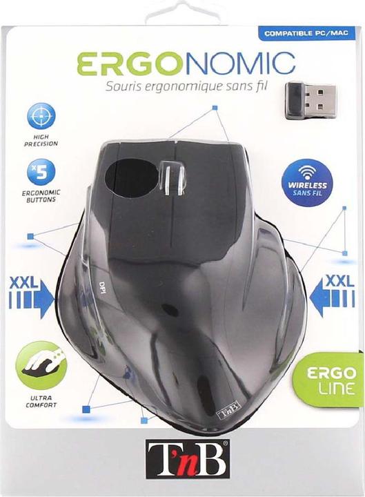 Produktbild T'nB Souris sans fil ergonomique compatible Ergo pour droitier (Noir) (Kabellos)