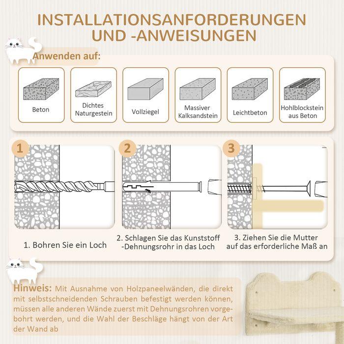 Immagine prodotto Swisshandel24 Katzen Kletterwand 4 tlg, Katzenkratzbaum inkl. Klettern, bis 5kg (23.50 cm, Beige)