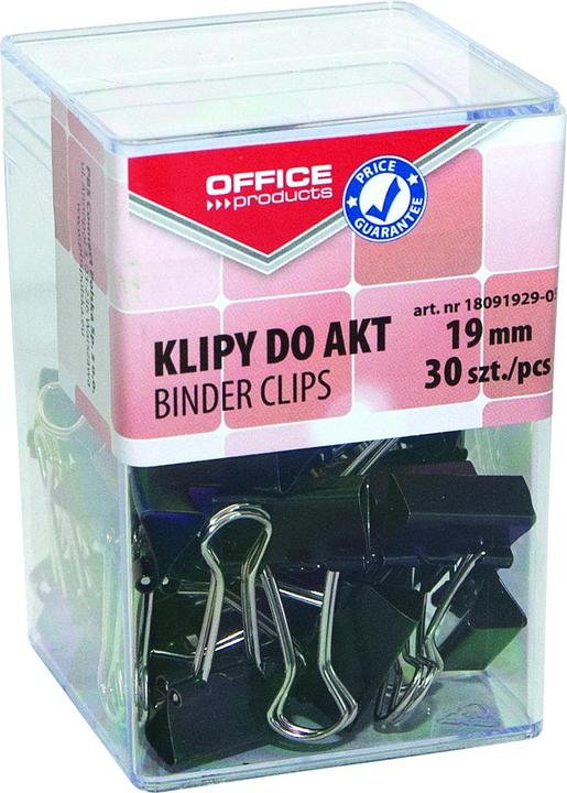 Image du produit Office Products clips pour documents, 19mm, 30 pièces, dans un carton, noir
