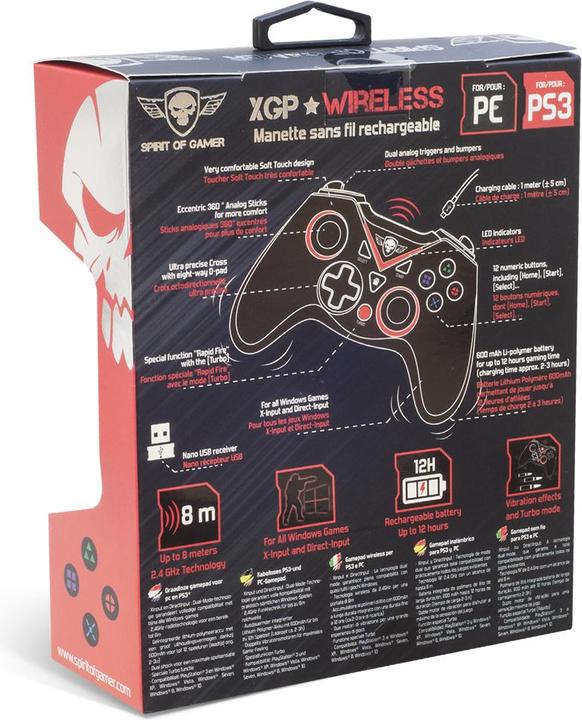 Image du produit Spirit Of Gamer SOG-RFXGP Contrôleur de jeu, USB Gamepad analogique / numérique PC, Playstation 3 (PS3, PC)