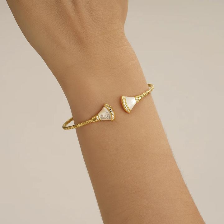 Produktbild Charles Garnier Armband aus vergoldetem Silber, Zirkonoxid, Perlmutt (6.40 cm, vergoldetes Silber)