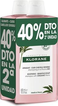 Actual product image Klorane LA PEONÍA BIO Calm Soothing Shampoo Duo 2 x 400 ml (800 ml, Liquid shampoo)