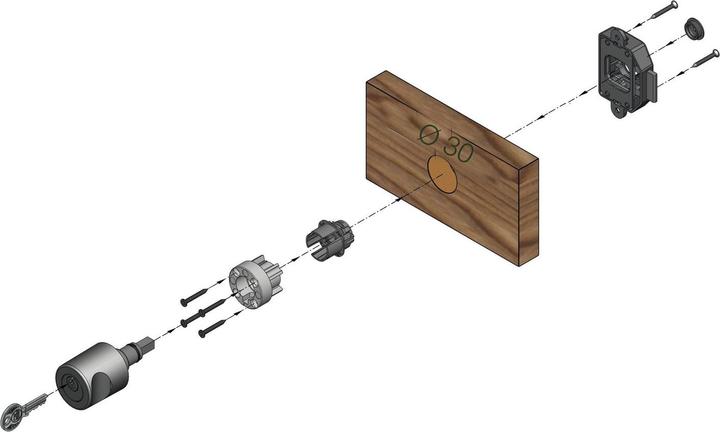 Produktbild Junie 3541 ASS Zylinder-Drehgriff rechts, verschiedensperrend, Zamak vernickelt