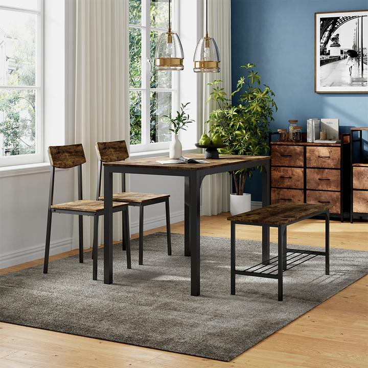 Produktbild Vichy Sitzbank und Stuhl Fyrk, Schwarz/Eiche rustikal, 85 x 46 cm 3 Teile (85 cm)