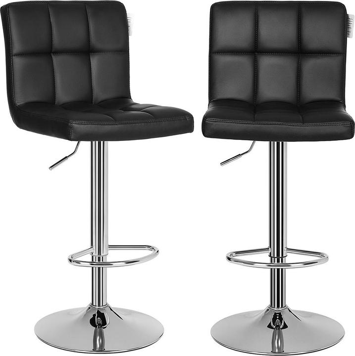 Produktbild Songmics Barhocker höhenverstellbar, Kunstleder, Schwarz, 2er Set