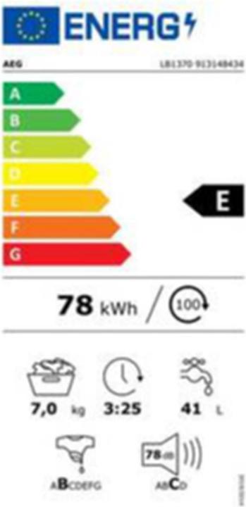Label énergétique AEG LB1370 (7 kg, Vers le haut)