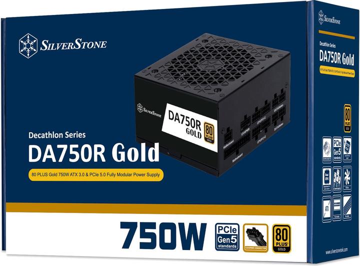 Actual product image Silverstone SST-DA750R-GMA - 80 PLUS Gold 750W ATX 3.0 & PCIe 5.0 Fully Modular Power Supply (750 W)