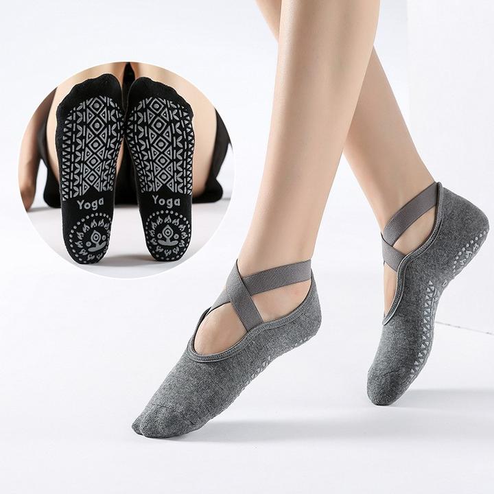 Produktbild Stride Anti-Rutsch Pilates Yoga Sport Socken (One Size) - 1 Paar Schwarz (One Size)