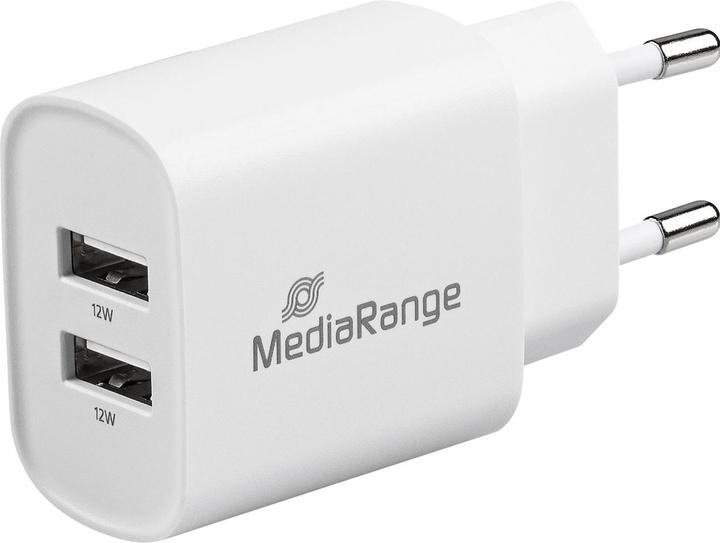 Image du produit MediaRange Lot de 3 alimentations USB avec 2 ports USB-A, 12W, blanc (12 W)