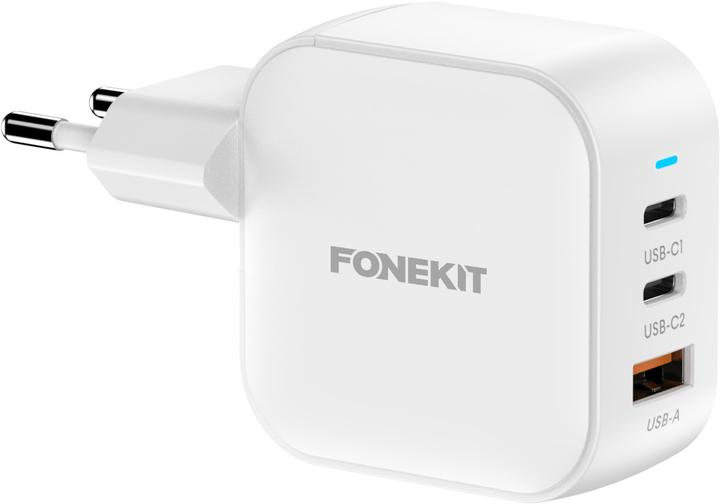 FoneKit PD 70W Wall Charger, USB-C + USB-C + USB-A, white (70 W)