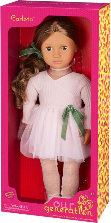 Produktbild Our Generation – 46 cm Ballerina-Puppe – Gewelltes brünettes Haar & braune Augen – Ballettkleid – Ro