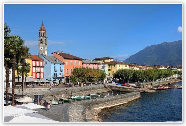 Actual product image Trenddeko Port promenade on Lake Maggiore (100 x 70 cm)