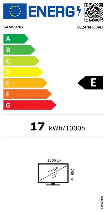 Energy Label Samsung Series 4 Tv Hd Smart 24' (24", LED, HD)