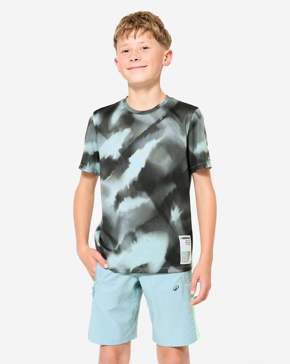 Decathlon T-Shirt Kinder atmungsaktiv - grau mit Print (10, 11, 12)