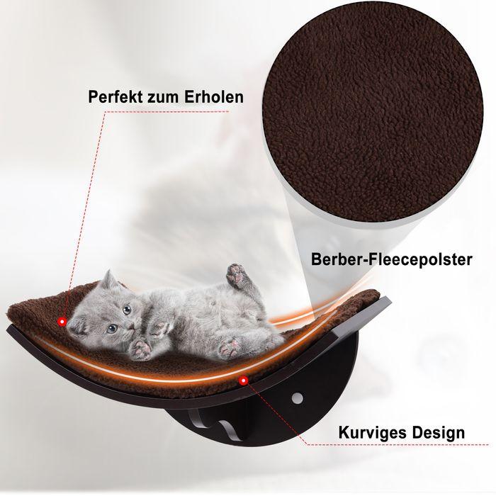 Immagine prodotto Swisshandel24 Lettino per gatti Scaffale per gatti Lettino per gatti da parete Cuscino di peluche MDF Marrone 41 (Gatto)