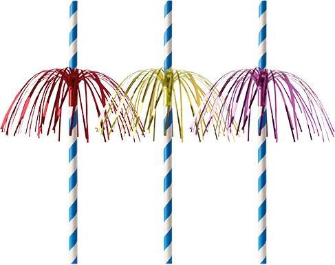 Actual product image Papstar Paper drinking straw "Fireworks", 200 mm, blue/white made of paper, length: 200 mm, diameter: 6 mm (50 x)