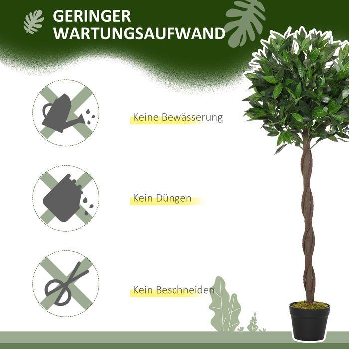Image du produit Swisshandel24 2er-Set Künstlicher Lorbeerbaum 120cm Kunstpflanzen im Zementtopf, Zimmerpflanze (120 cm)