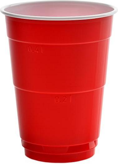 Productafbeelding Huhtamaki 50 BIERDOPJES REDCUP 0,4L ROOD/WIT PS (50 x)