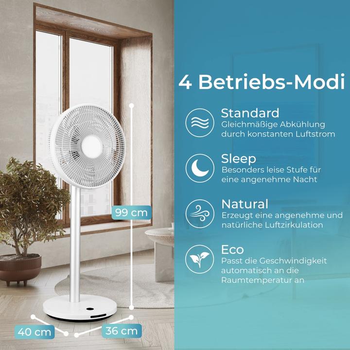 Produktbild KLAMER Silent Ventilator mit Fernbedienung, 12 Geschwindigkeitsstufen, autom. 90° Oszillation (57.90 dB)