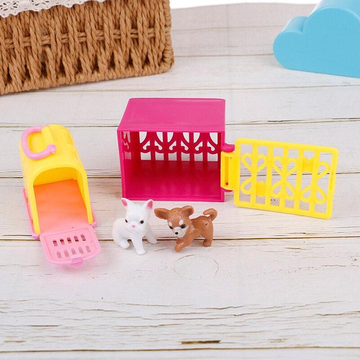 Image du produit Hermex Set de 4 chiens et boxes pour chiens Barbie Accessoires pour poupées Animaux domestiques