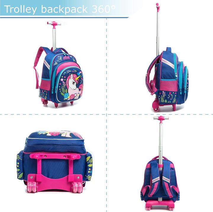 Produktbild HTgroce Einhorn Schultrolley für Kinder mit Zubehör-Set (24 l, Handgepäck (bis 50l))