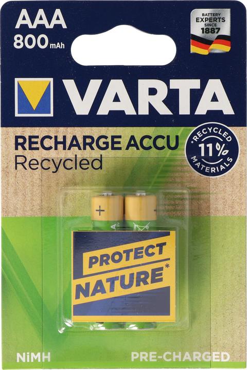 Varta Recharge Accu Recycled (2 Stk., AAA, 800 mAh)