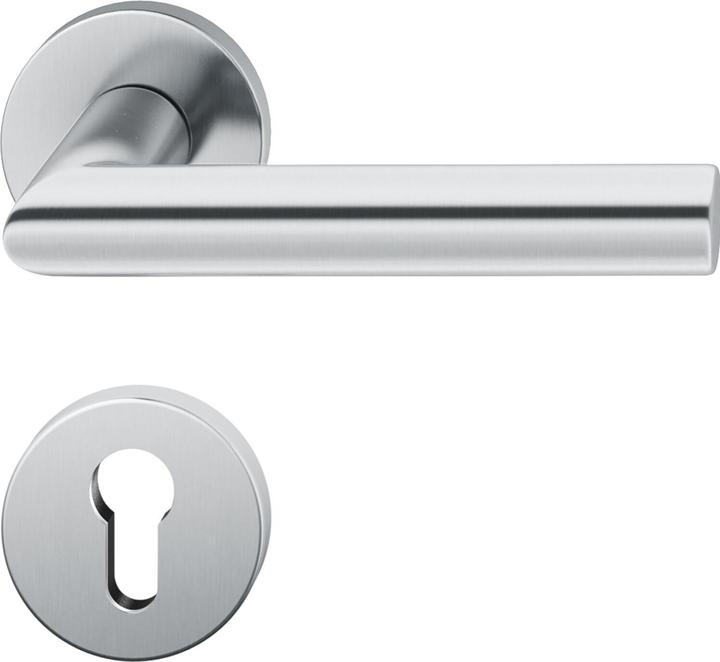 Actual product image FSB Lever handle set 12 1076 ASL on rose PZ, matt stainless steel (Door set)