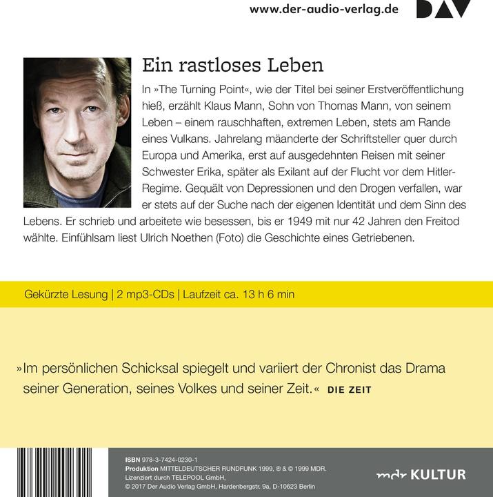 Produktbild Der Wendepunkt. Ein Lebensbericht (Klaus Mann, Ulrich Noethen, Deutsch)