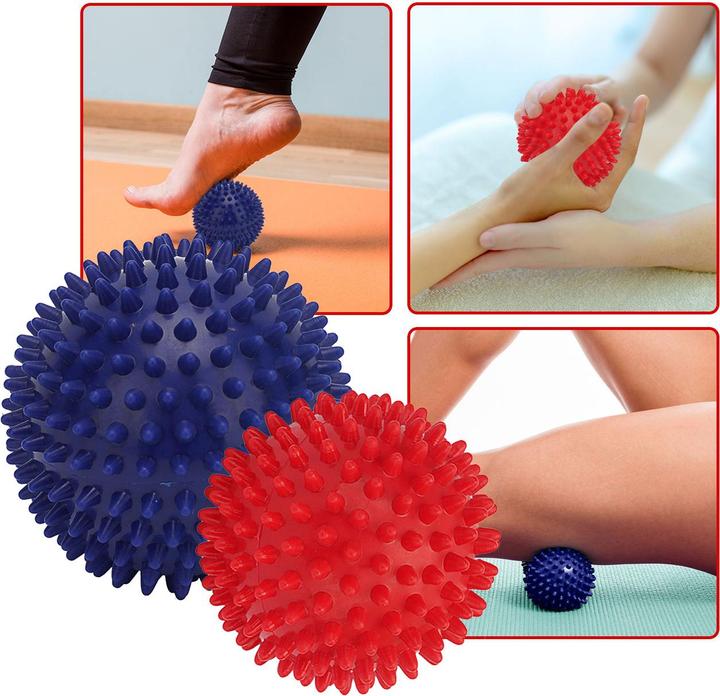 Actual product image Casativo 4 massage balls with nubs in 2 sizes for reflexology, 9 and 7.5 cm