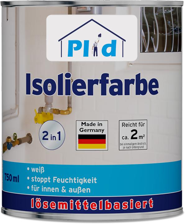 Produktbild Plid Isolierfarbe LH 0,75L Weiss für ca. 20m² / Kellerfarbe Nikotinfarbe deckweiss Wandfarbe (Weiss, 0.75 l)