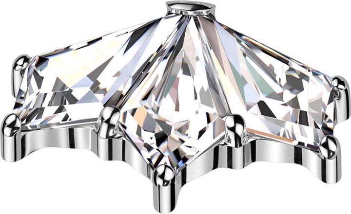Image du produit Star Piercing Dermal Anchor éventail argenté trois cristaux de diamant argenté (sans laiton, Titane G23)