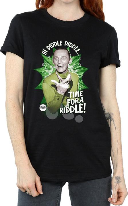Actual product image Womens/Ladies Batman TV Series The Riddler Time for a Riddle Cotton Boyfriend T-Shirt (XL)
