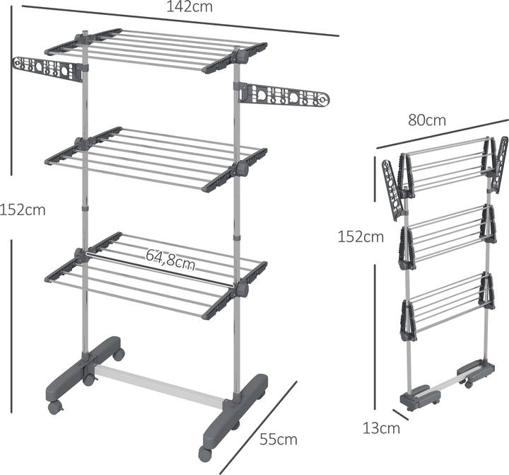 Image du produit Homcom Étendoir à linge avec patères