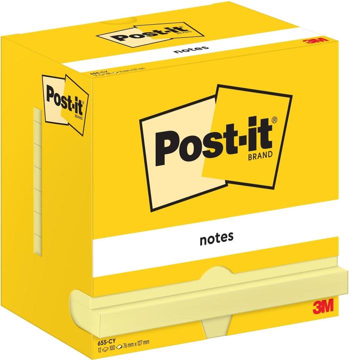 Image du produit Post-it Papillons adhésifs Standard 655 jaune 12 blocs (127 x 76 mm)