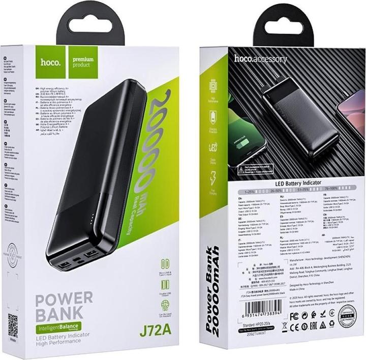 Image du produit Hoco Batterie d'extérieur Power Bank J72A 20000 mAh noir (20000 mAh)