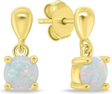Produktbild Brilio Silver - Gold-plated earrings with white opals EA1137Y