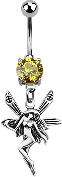Image du produit Star Piercing Banane argent avec pendentif fée jaune (Argent sterling 925, Acier chirurgical 316L, sans laiton)