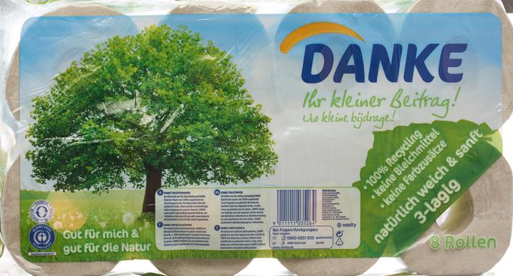Actual product image Danke Toilet paper recycling 3 ply 150 sheets (1 x)