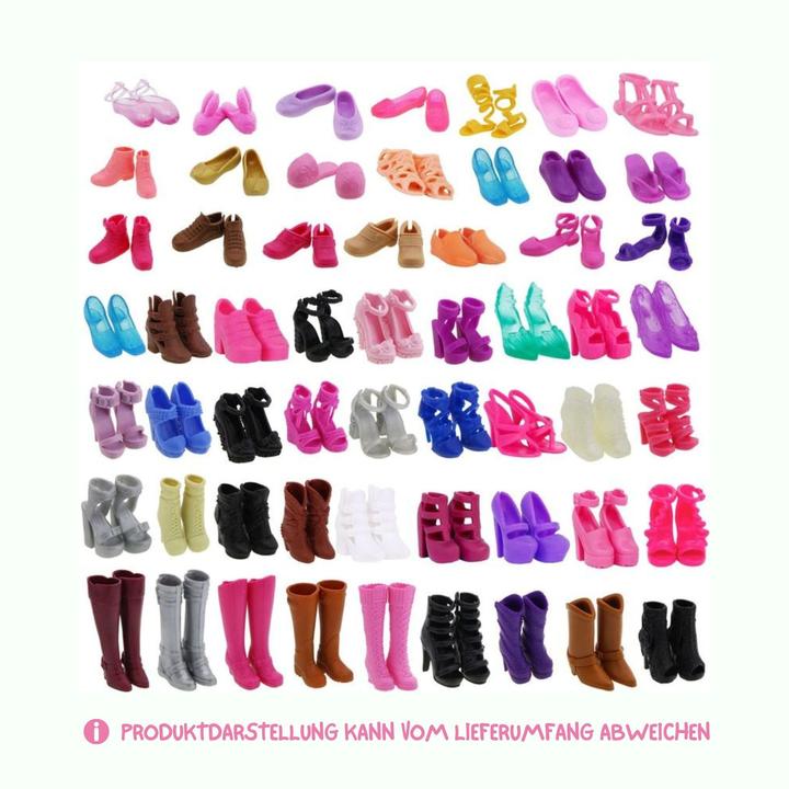 Produktbild Hermex 40 Paar Schuhe Stiefel Sandalen für Barbie Puppen Zubehör Kleidung