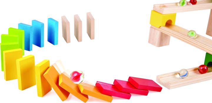 Actual product image Hape Fast marble run with dominoes